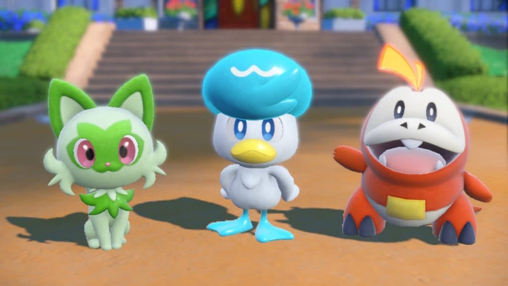 The three starter Pokemon in Scarlet and Violet