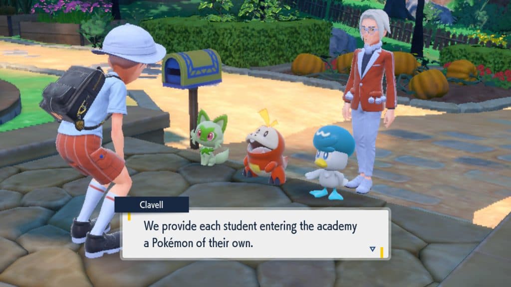 Starters Quaxly, Fuecoco and Sprigatio appearing in Pokemon scarlet and violet