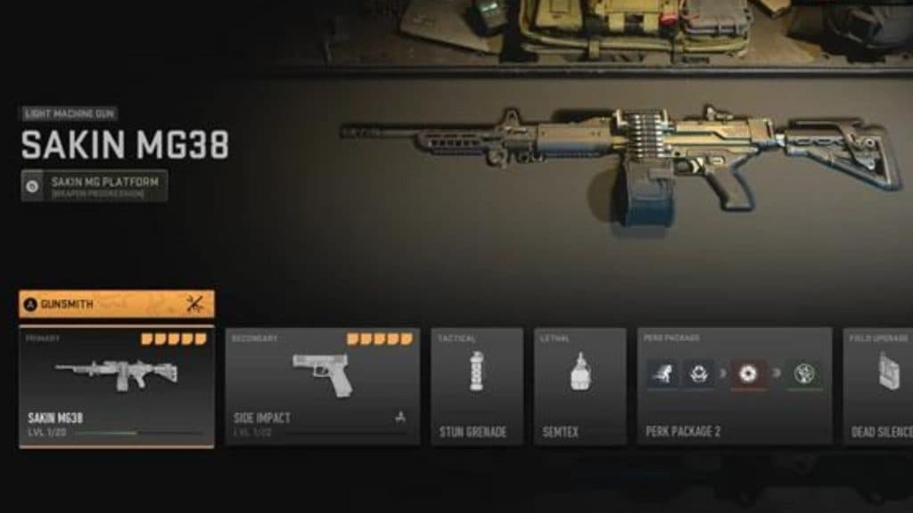 Sakin MG38 in Warzone 2 menus