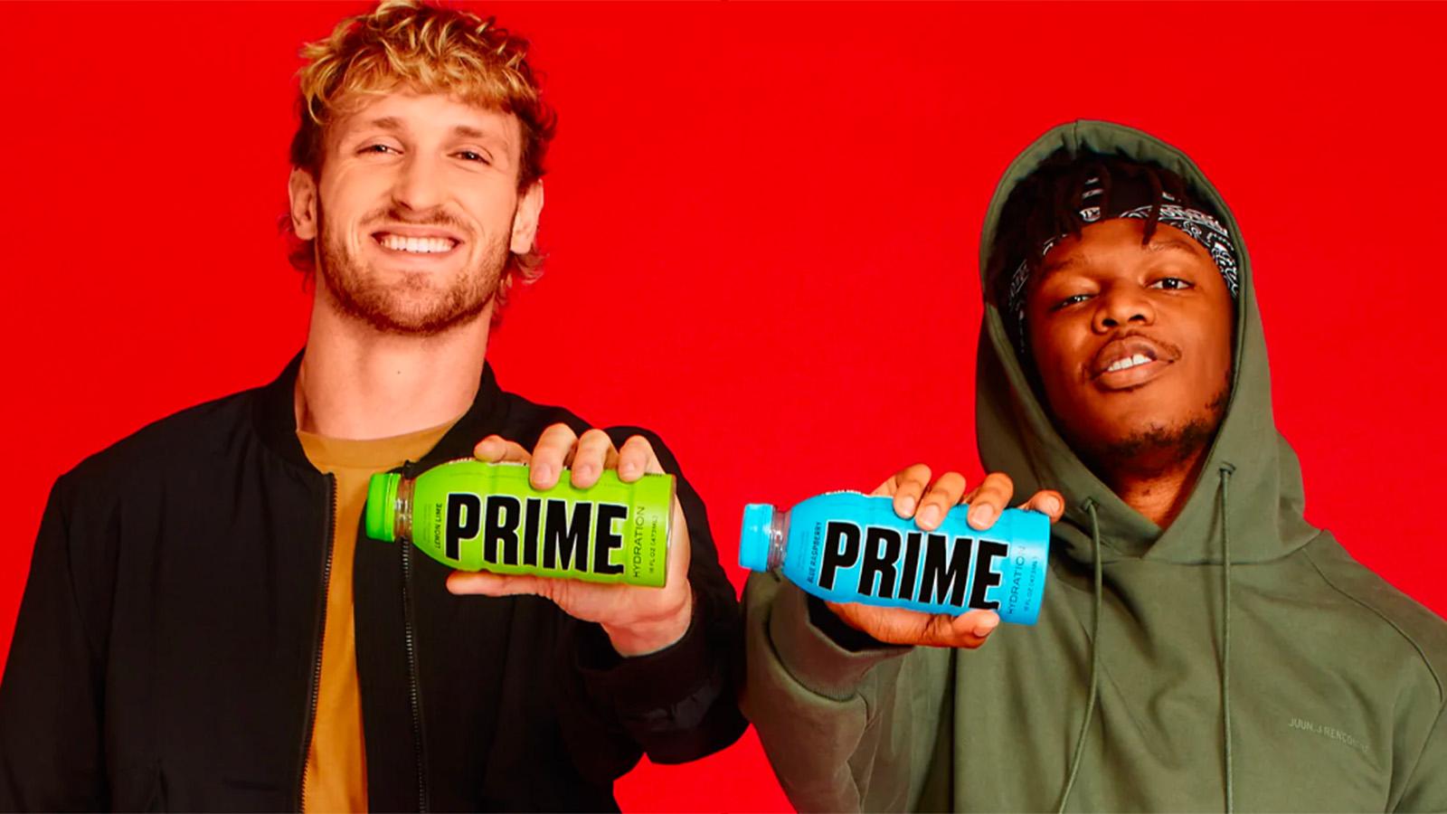 Logan Paul and KSI with PRIME Hydration Bottles