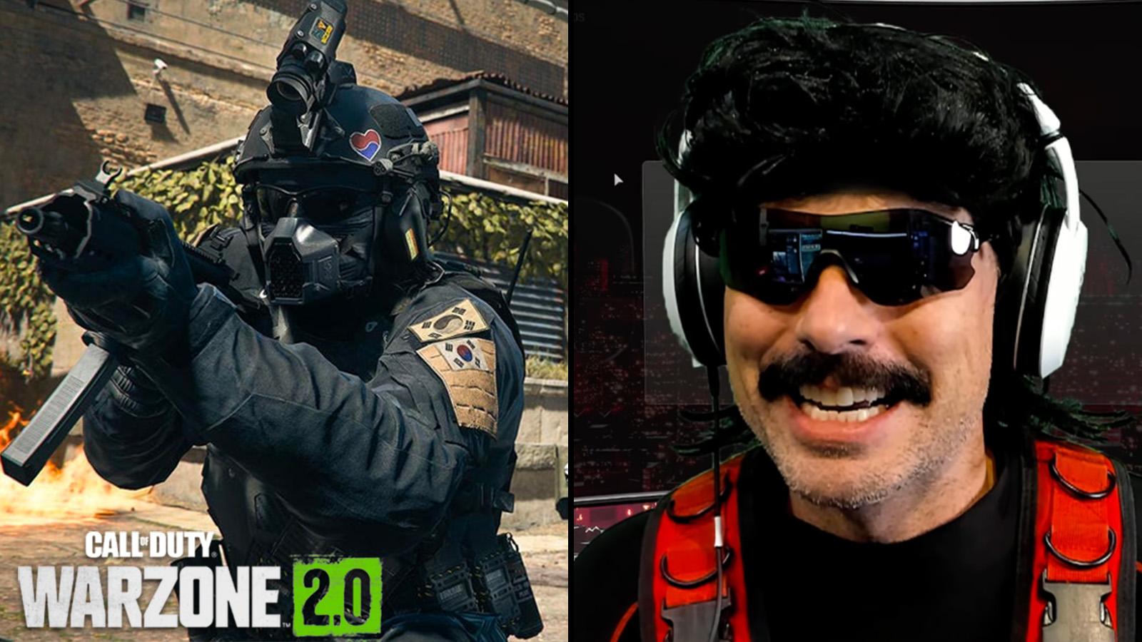 Dr Disrespect next to Warzone