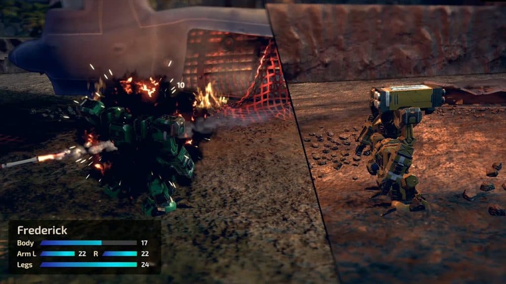 Front Mission 1st Remake screenshot showing combat