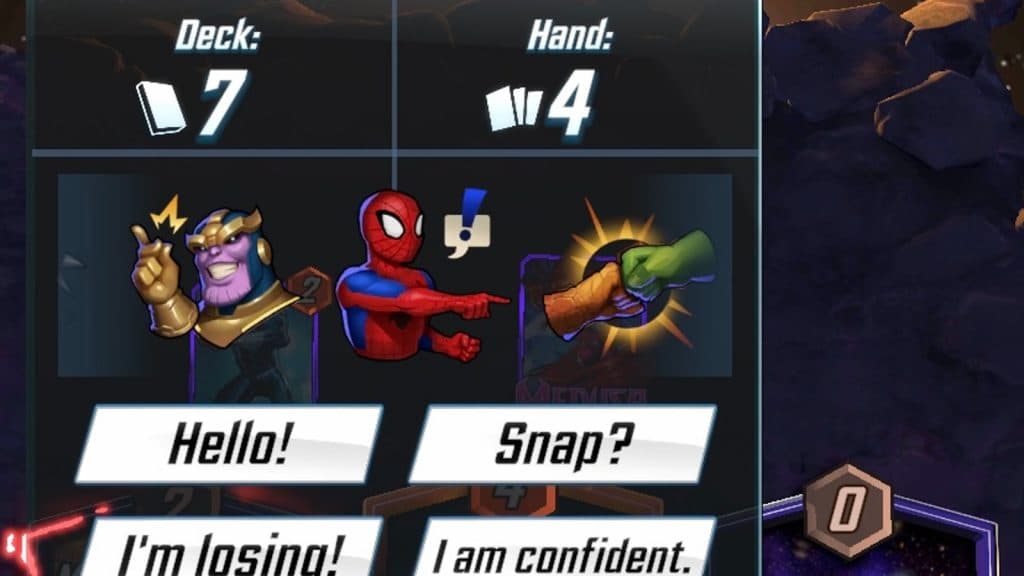 An image of Marvel Snap emotes in the game