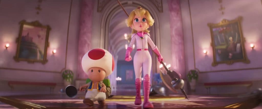 princess peach and her paintings in the super mario bros movie trailer