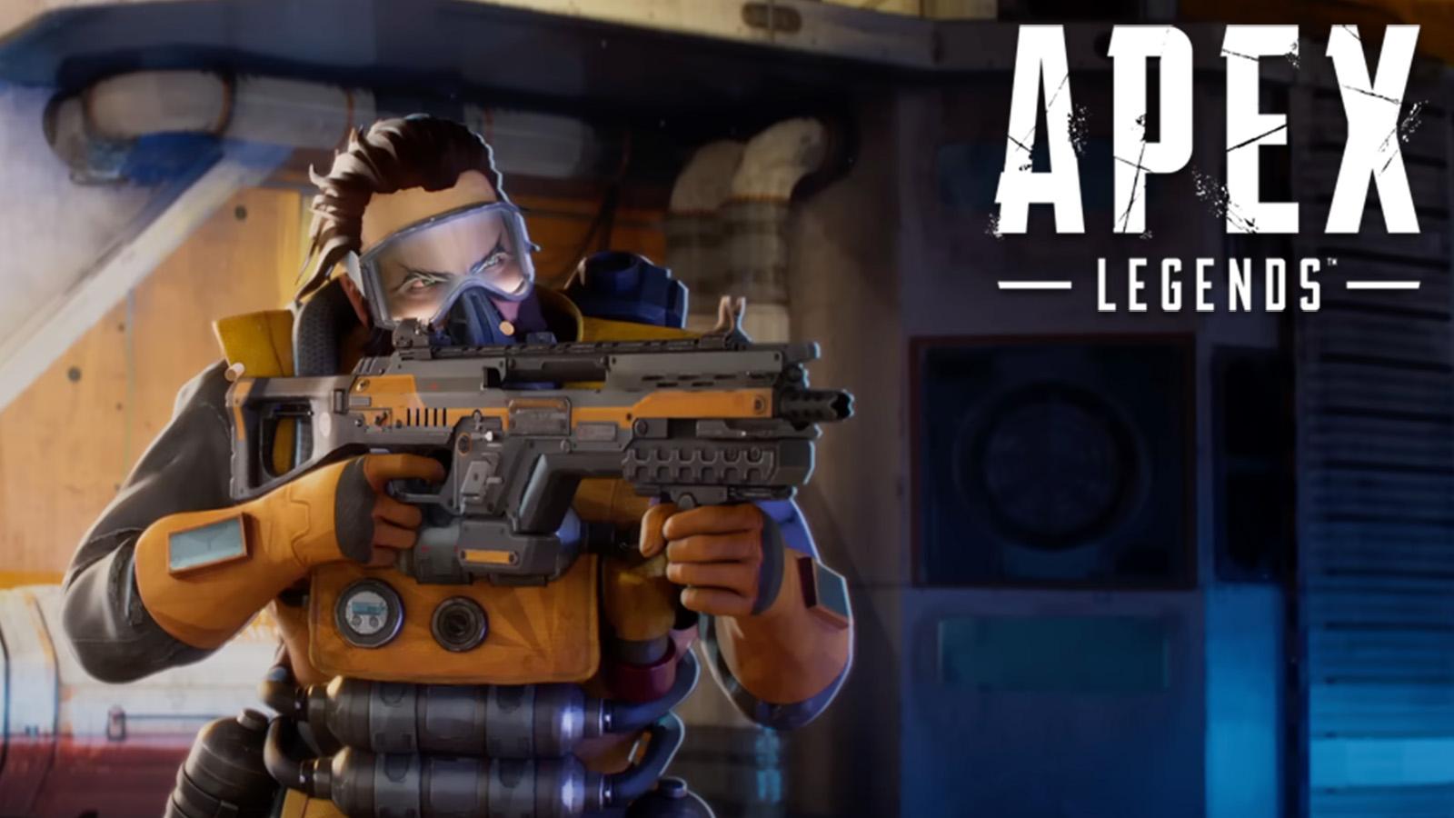 Caustic with SMG in Apex Legends Eclipse trailer