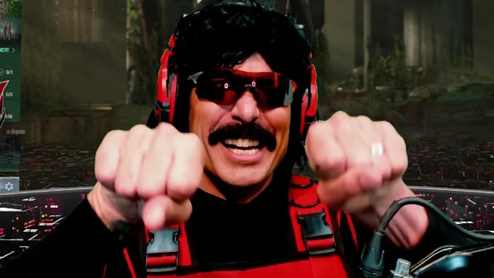 Dr Disrespect on stream giving the knuckles to chat.