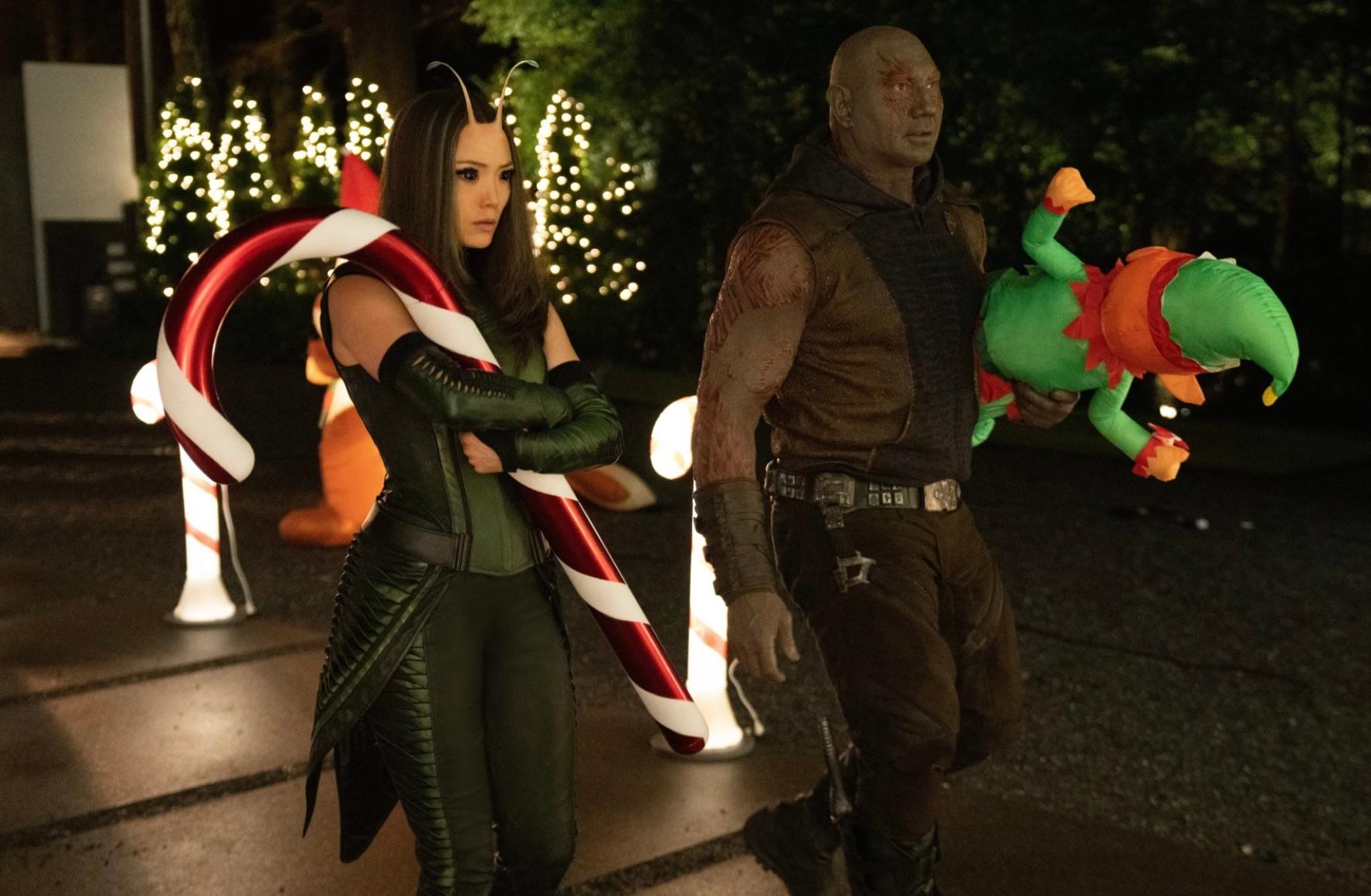 Mantis and Drax in Guardians of the Galaxy Holiday Special.
