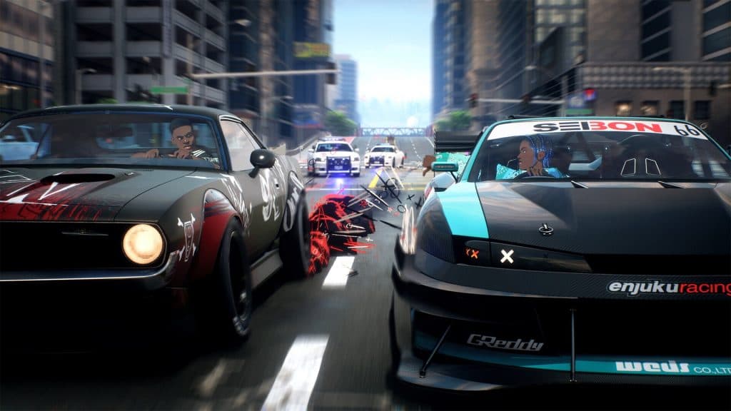 Need for Speed: Unbound screenshot showing racers arguing while driving
