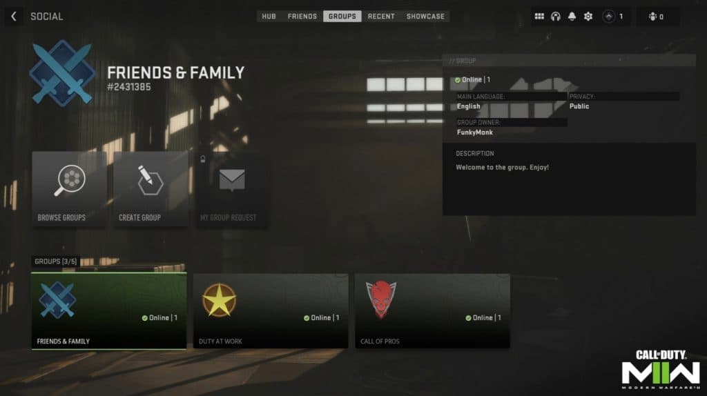 mw2 groups feature