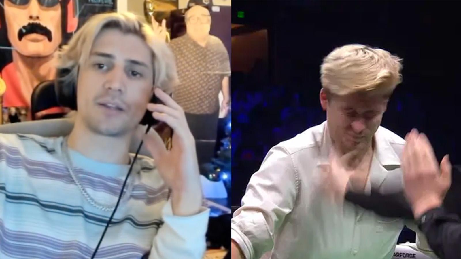 xQc on stream next to Ludwig getting slapped