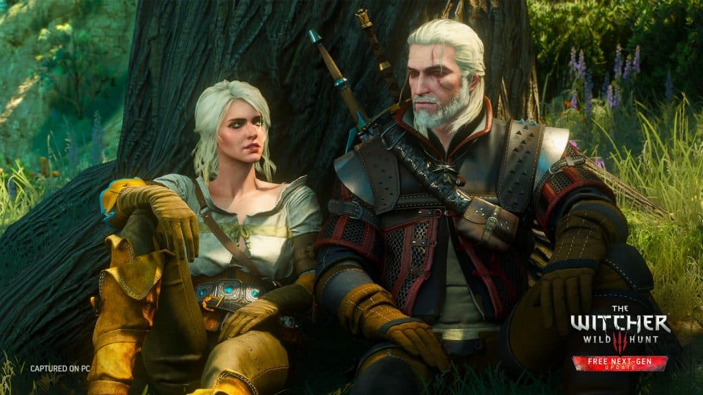 Geralt and Ciri sitting together