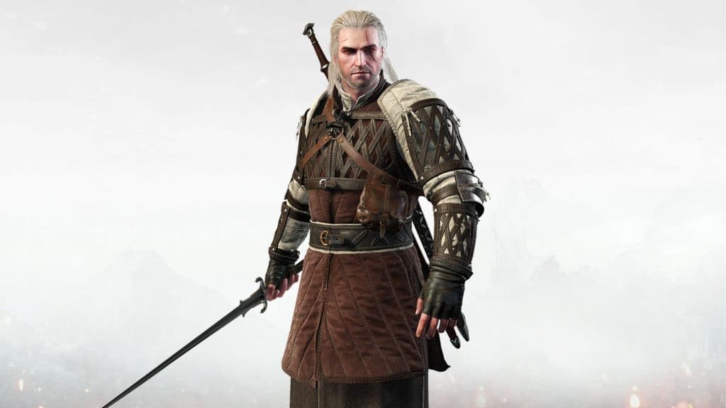 Geralt wearing the Thousand Flowers armor set.