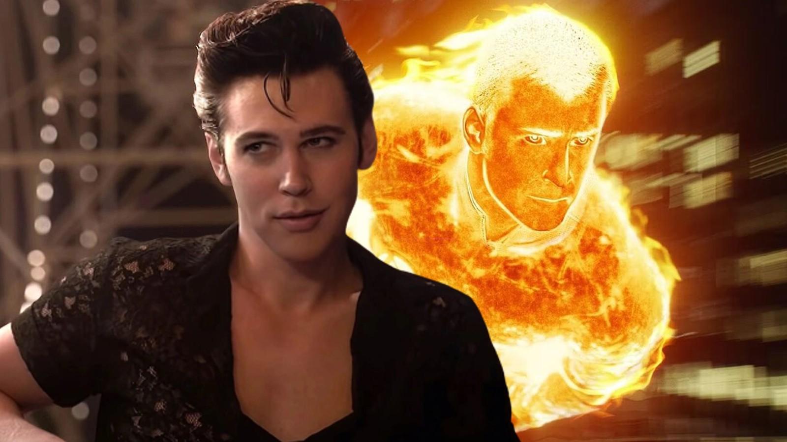 Austin Butler in Elvis and the Human Torch in the Fantastic Four movie
