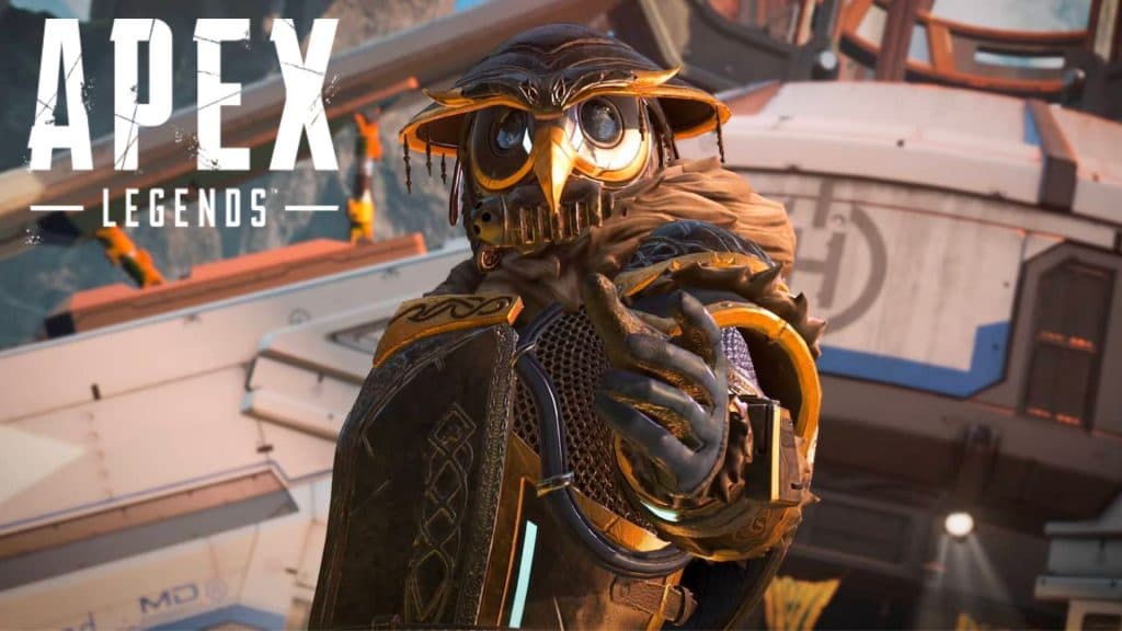 Bloodhound in Apex Legends with hand pointed towards screen