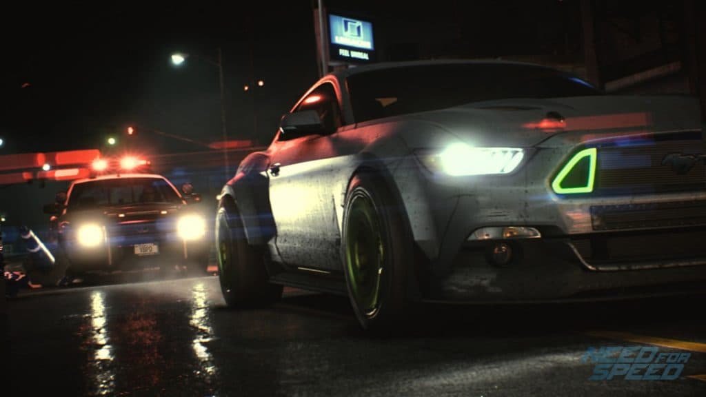cars racing at night in NFS 2015