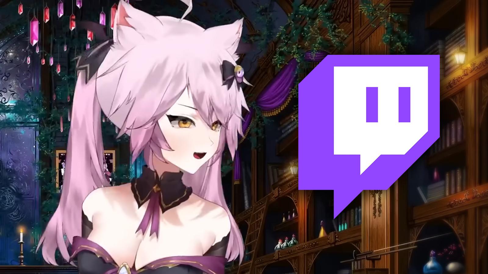 VShojo VTuber Nyanners new outfit looking at twitch logo