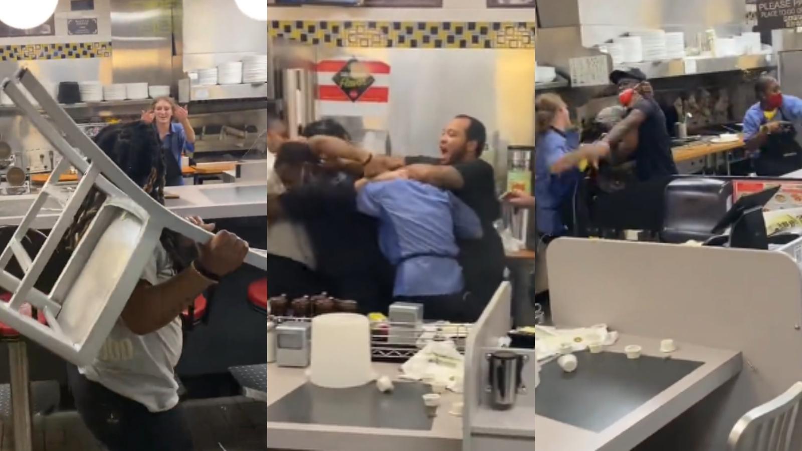 waffle house fight with customers and employees