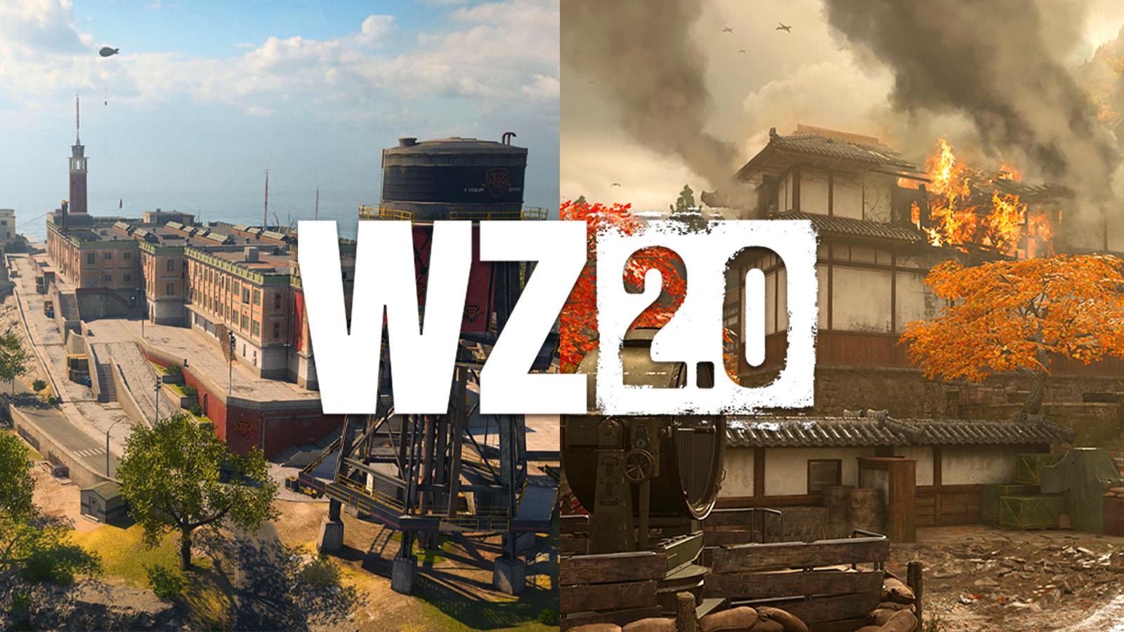 Rebirth Island and Castle from CoD: Vanguard with WZ 2.0 logo on top