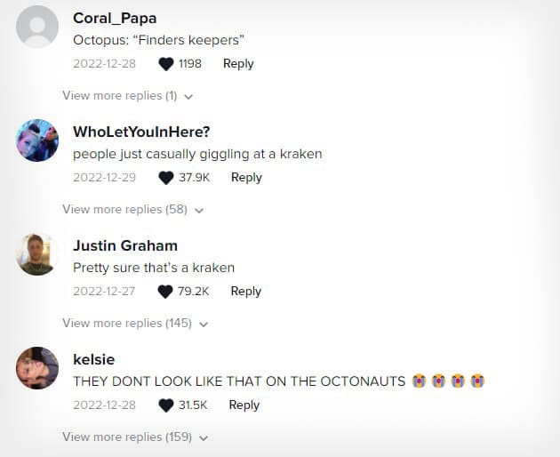 TikTok octopus comments copy