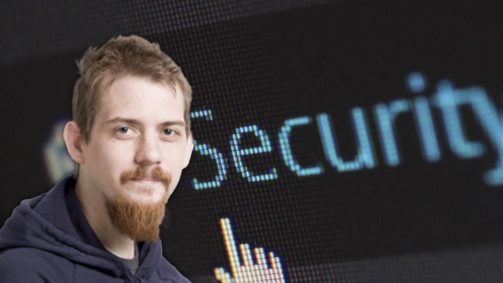 Luke Dashjr on top of a computer screen saying security