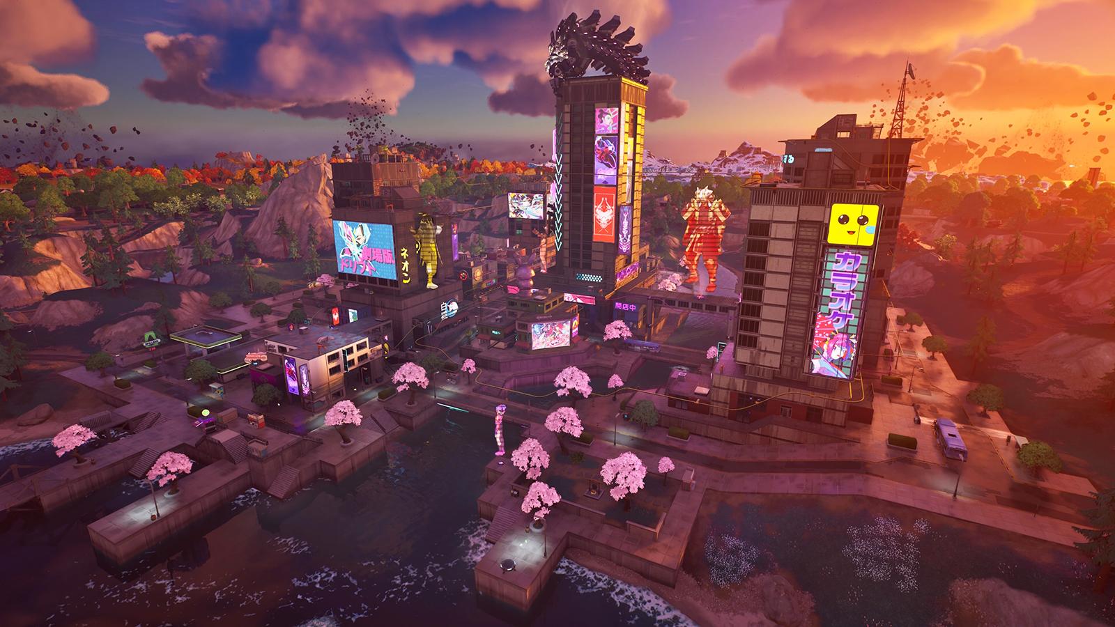 An image of Mega City in Fortnite, one of the best landing spots in Season 4 Chapter 2.
