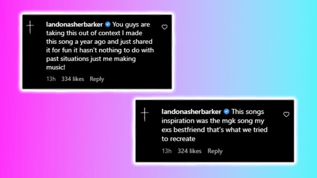 Landon Barker responds to song rumors