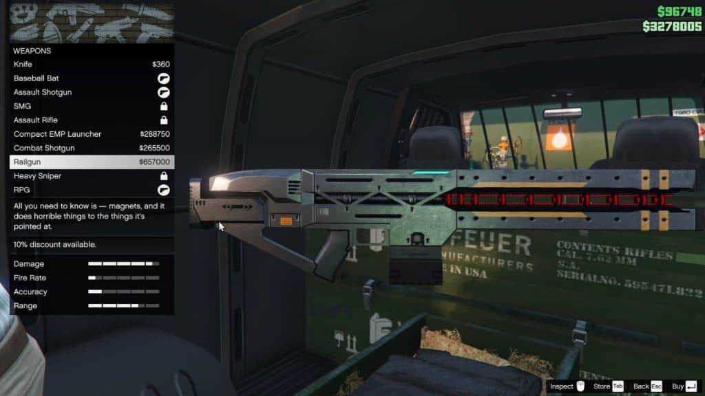 Railgun in GTA Online gun van being sold