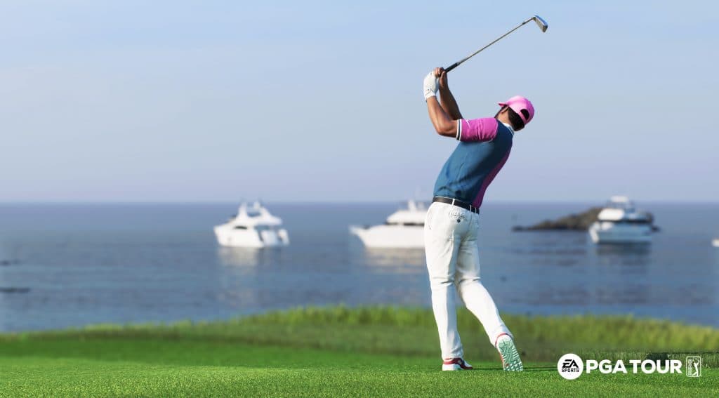 tony finau hitting shot in EA Sports PGA Tour Golf