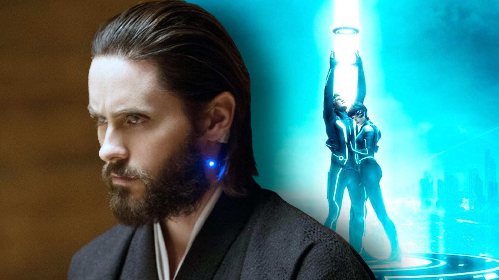 Jared Leto and a scene from Tron: Legacy