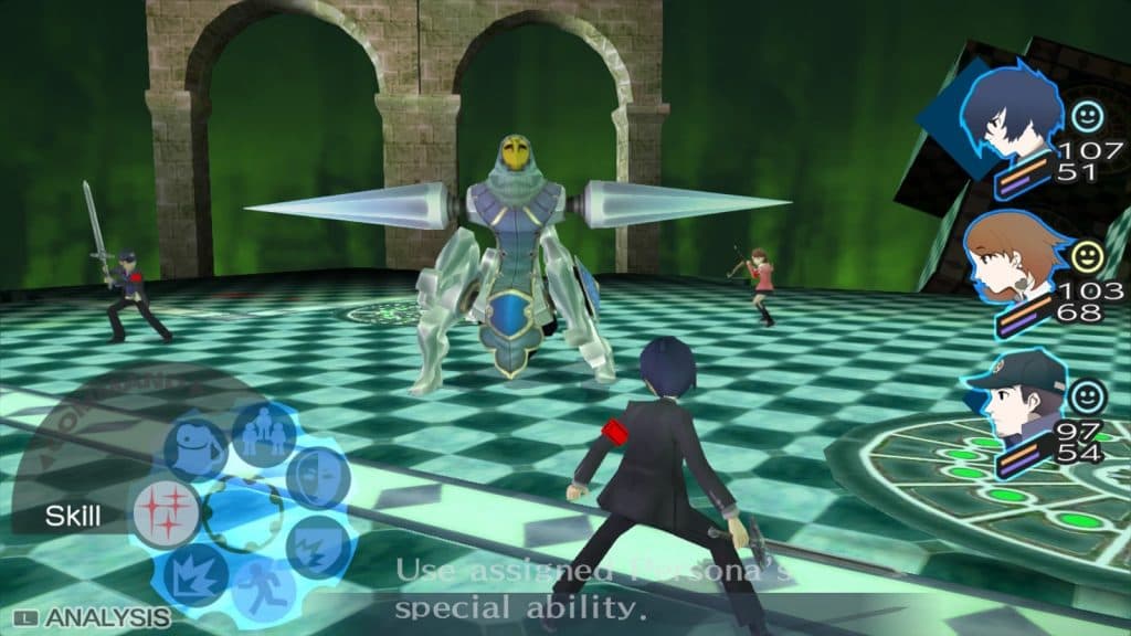 A screenshot of combat in Persona 3 Portable.