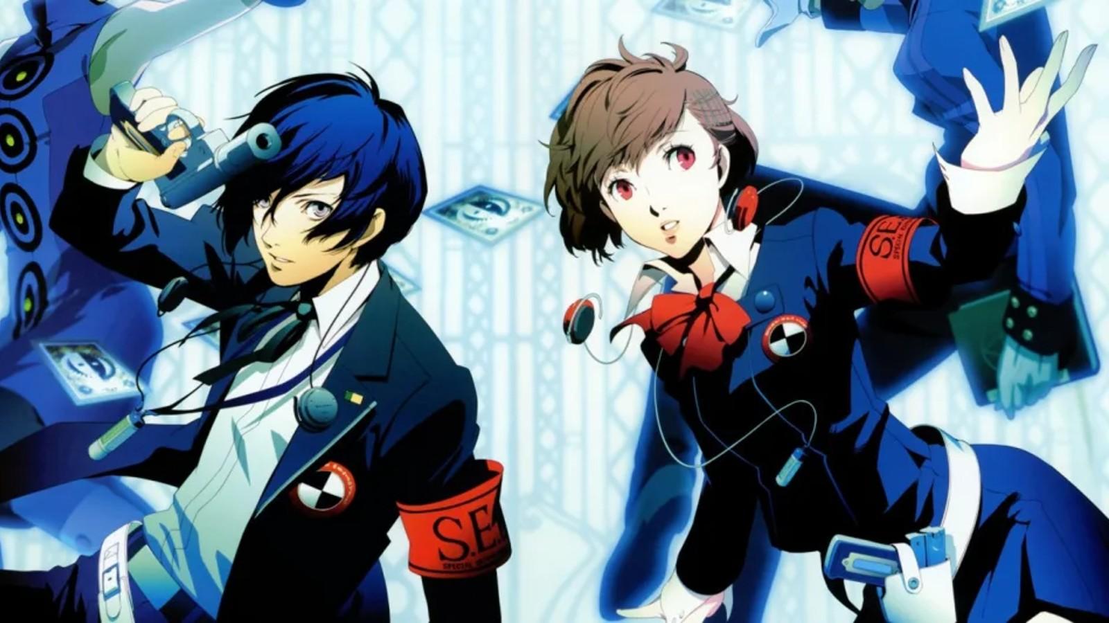 An official image of Persona 3 Portable artwork featuring the male and female protagonists.