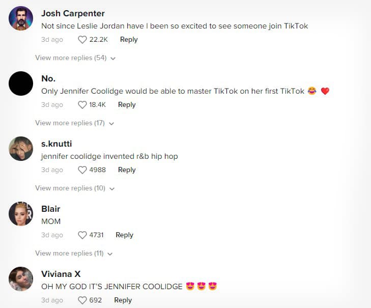 Fans are excited about Jennifer Coolidge being on TikTok copy