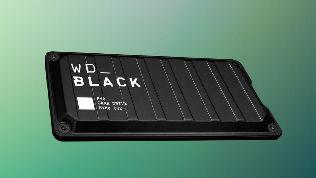 WD Black P40 SSD on green background