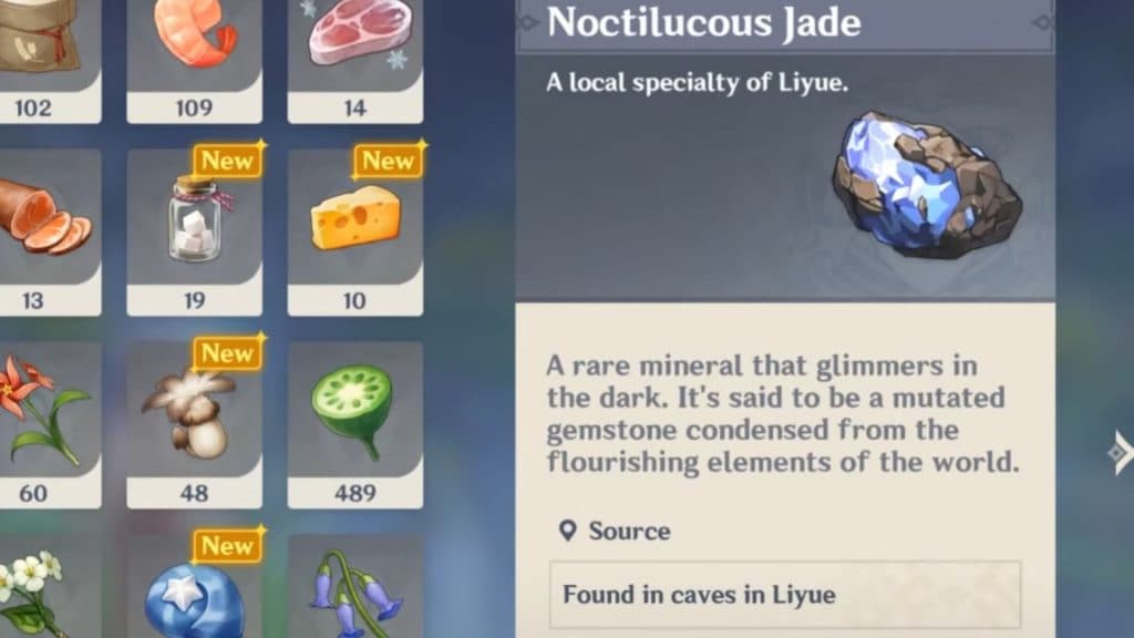 Noctilucous Jade item description screenshot