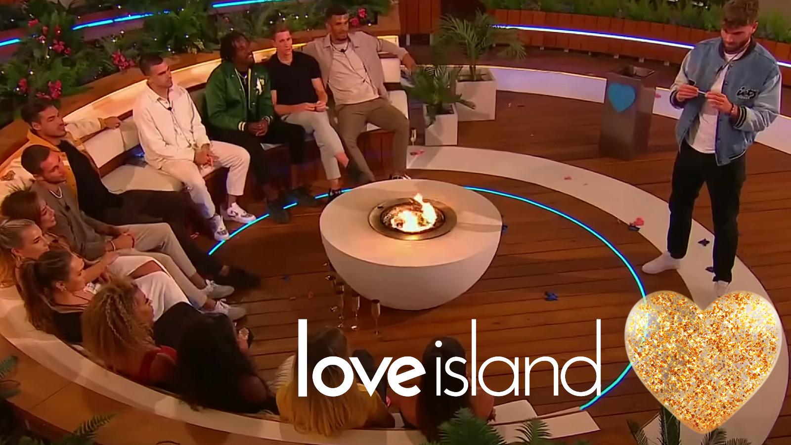 Love Island contestants at the fire pit