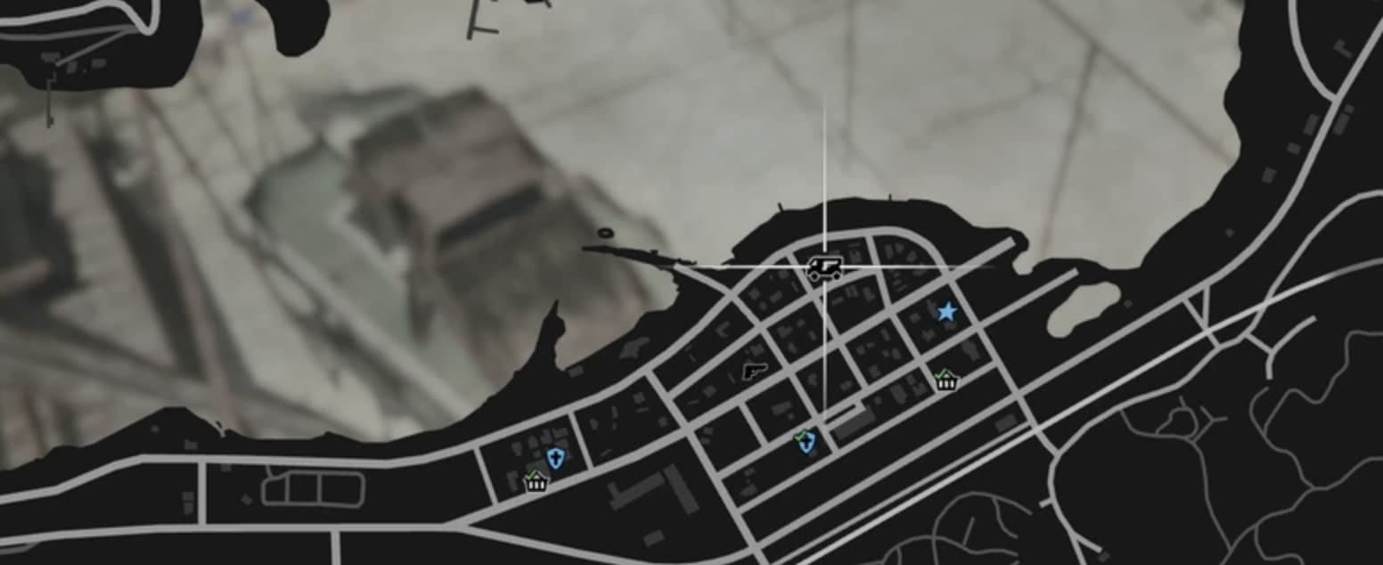 GTA Online gun Van location on map at Sandy Shores.