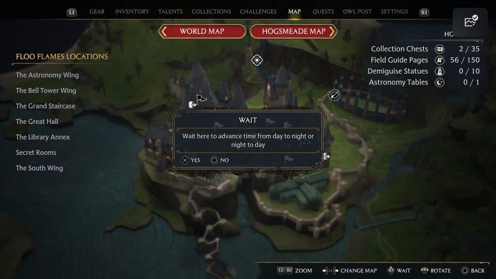 Hogwarts Legacy Time Skip Main Map