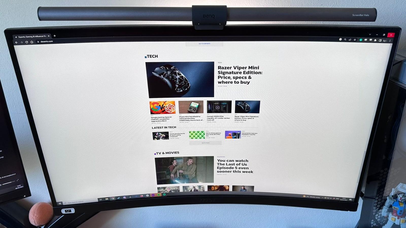 The BenQ Screenbar halo on a gaming monitor