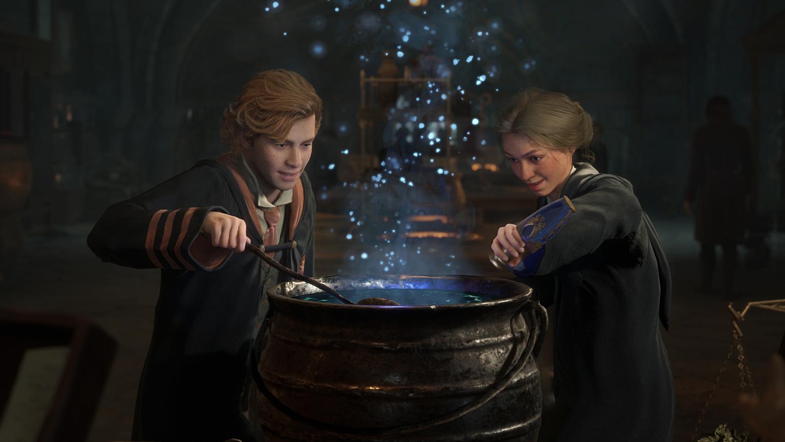 Hogwarts Legacy students brewing potion