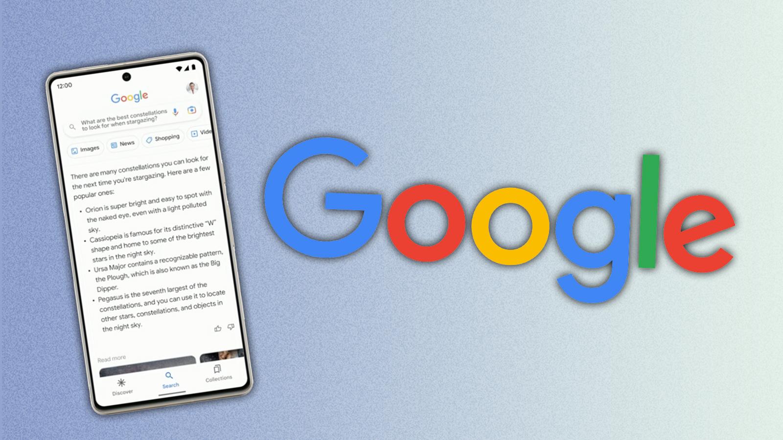 Google Logo alongside mobile phone