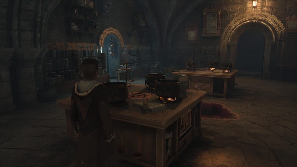 screenshot featuring the potions classroom in hogwarts legacy.