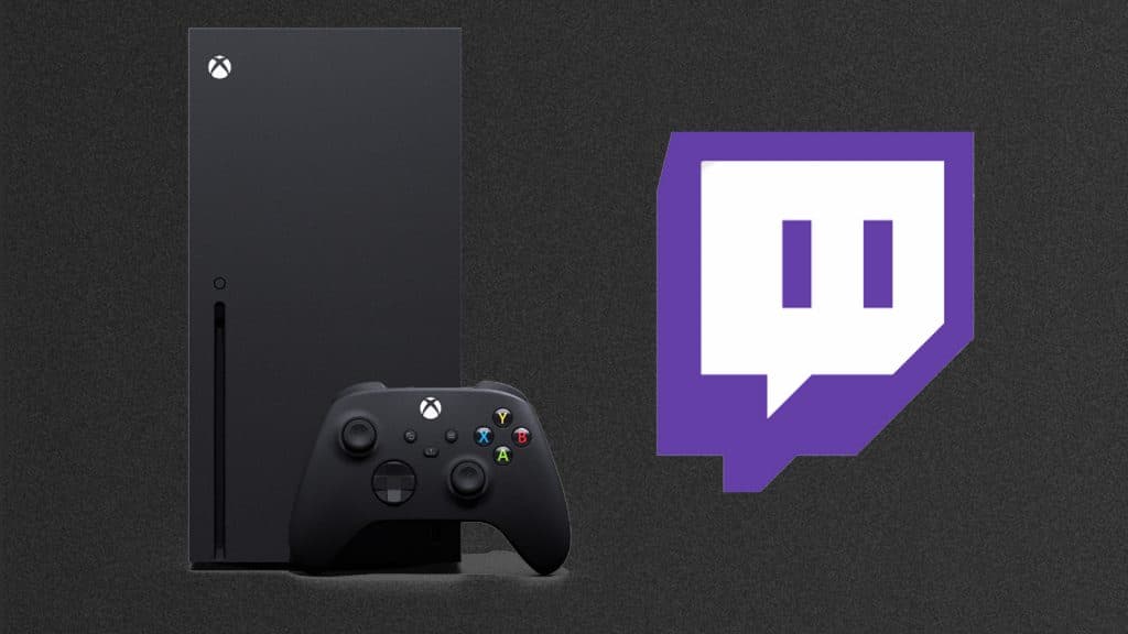 Xbox with twitch logo on dark background