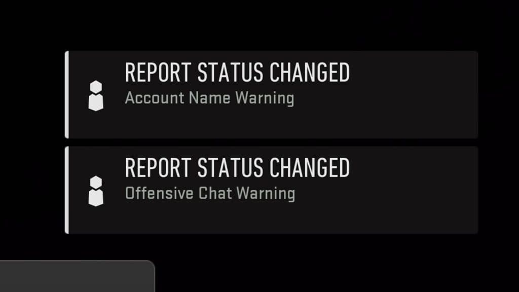 Report Status Changed message in MW2