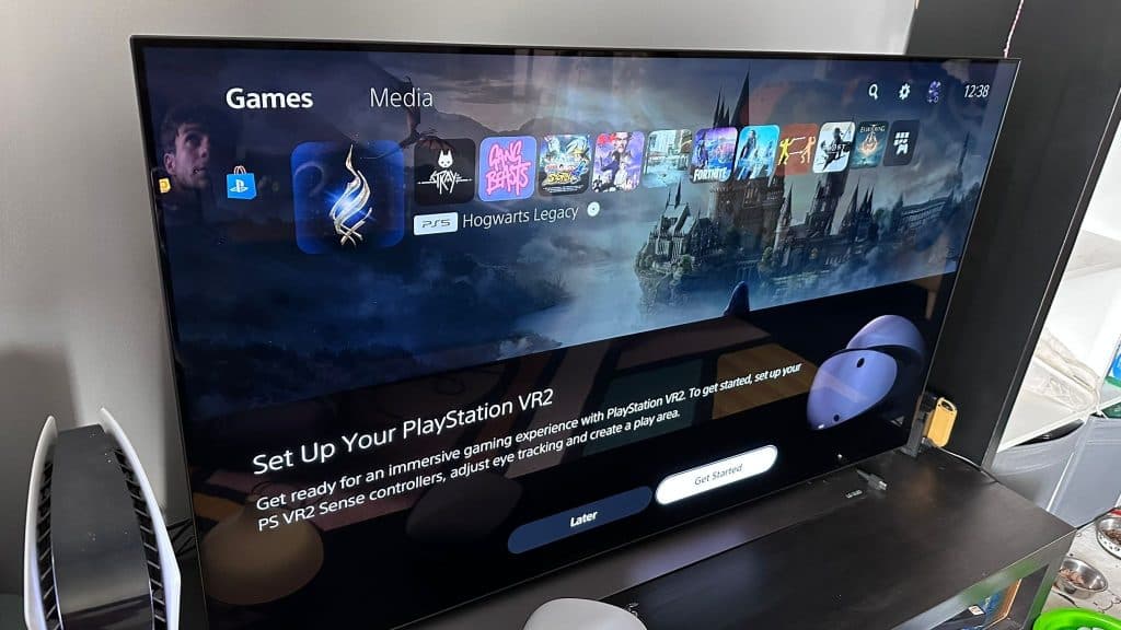 An image of a TV with the PSVR2 setup screen