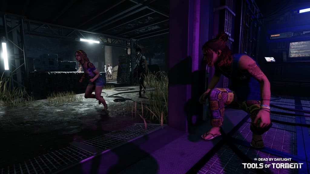 Thalita and Renato Lyra with the Skull Merchant in DbD on The Hunting Camp Map