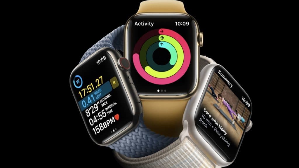 Apple Watch S8 features on black background