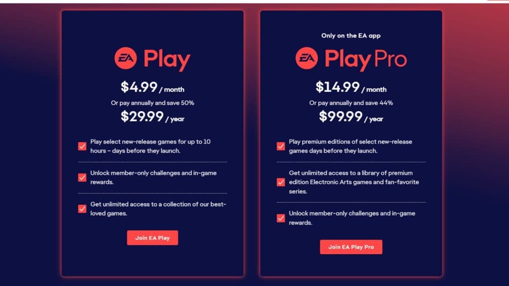 ea play and ea play pro prices