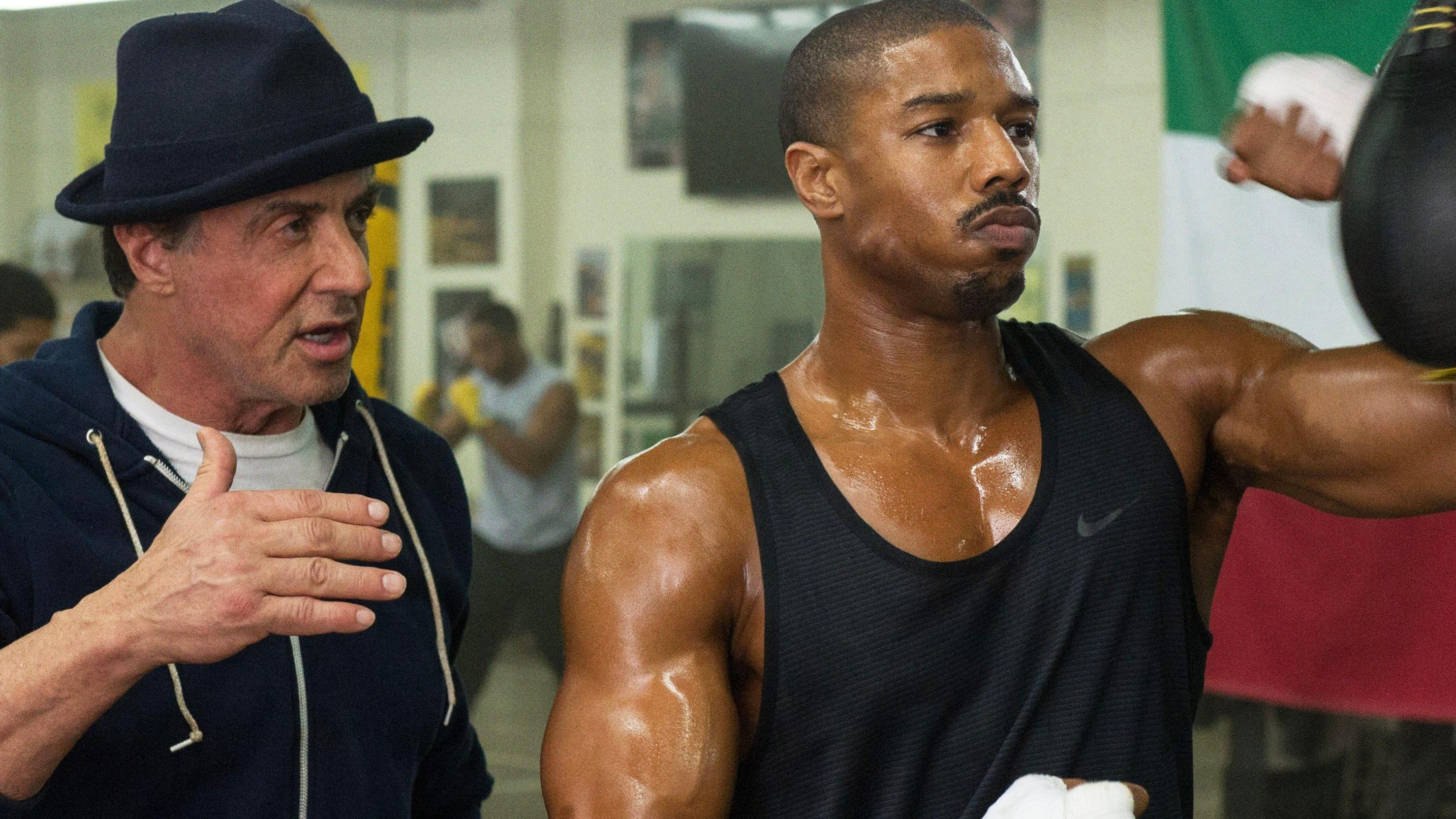 Sylvester Stallone and Michael B. Jordan in Creed 3.