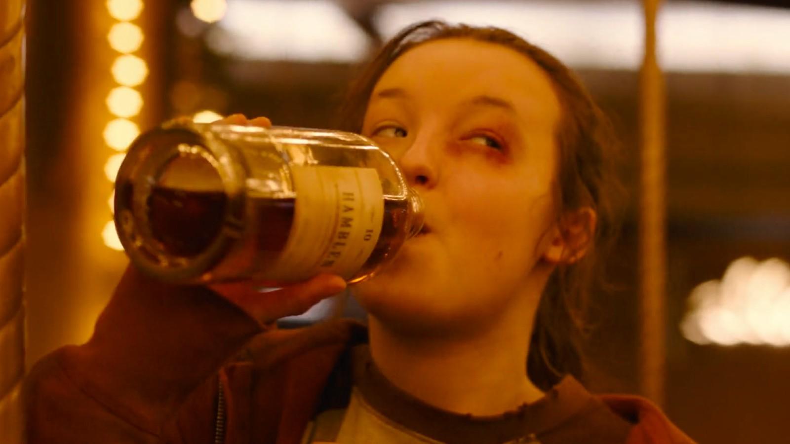 Ellie drinking Hamblen whisky in The Last of Us Episode 7