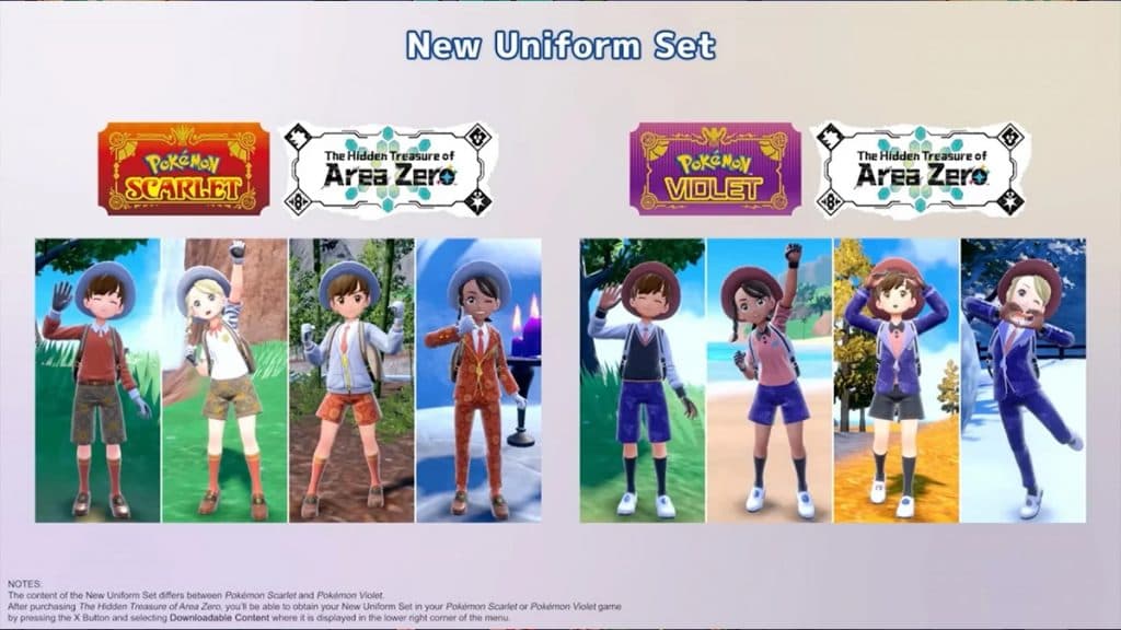 new dlc uniform sets pokemon scarlet violet